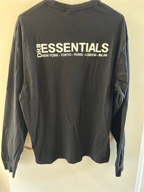 Essentials Long-Sleeve Graphic Logo Tee - Black with White Print